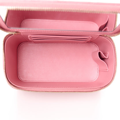 Chanel Lambskin Quilted Small Top Handle Vanity Case With Chain Dark Pink 5 of 14