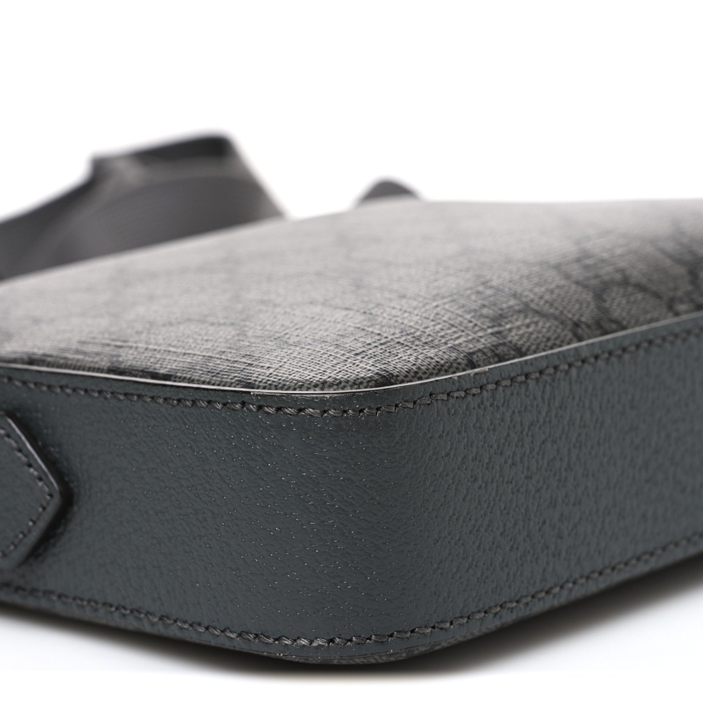 GG Supreme Monogram Textured Dollar Calfskin Web Ophidia Wristlet Shoulder Bag Grey Black Graphite Grey Grey Black Graphite Grey