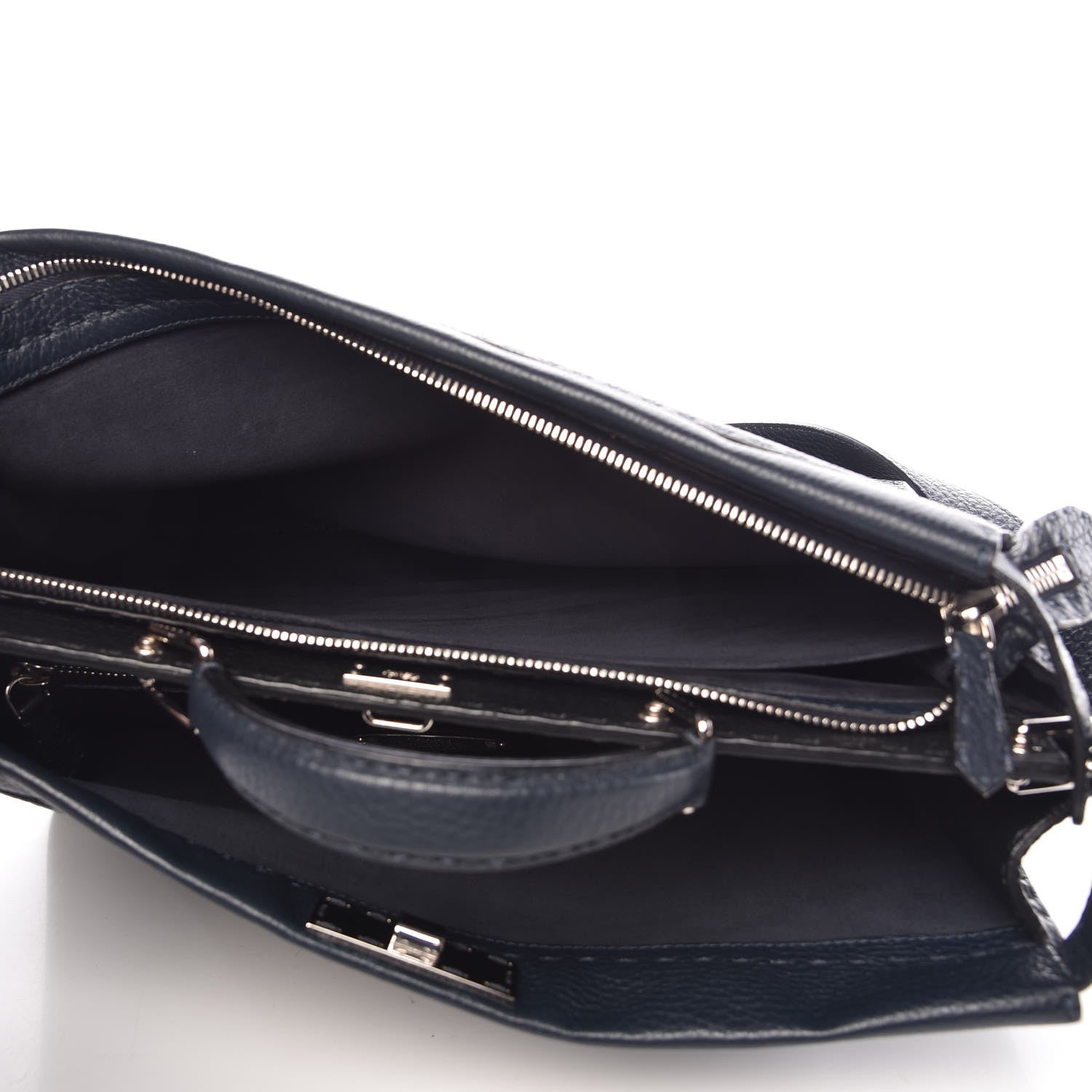 Fendi Cuoio Romano Selleria Bi-Color Large Mens Peekaboo Iconic Essential Satchel Lavagna Black 5 of 7