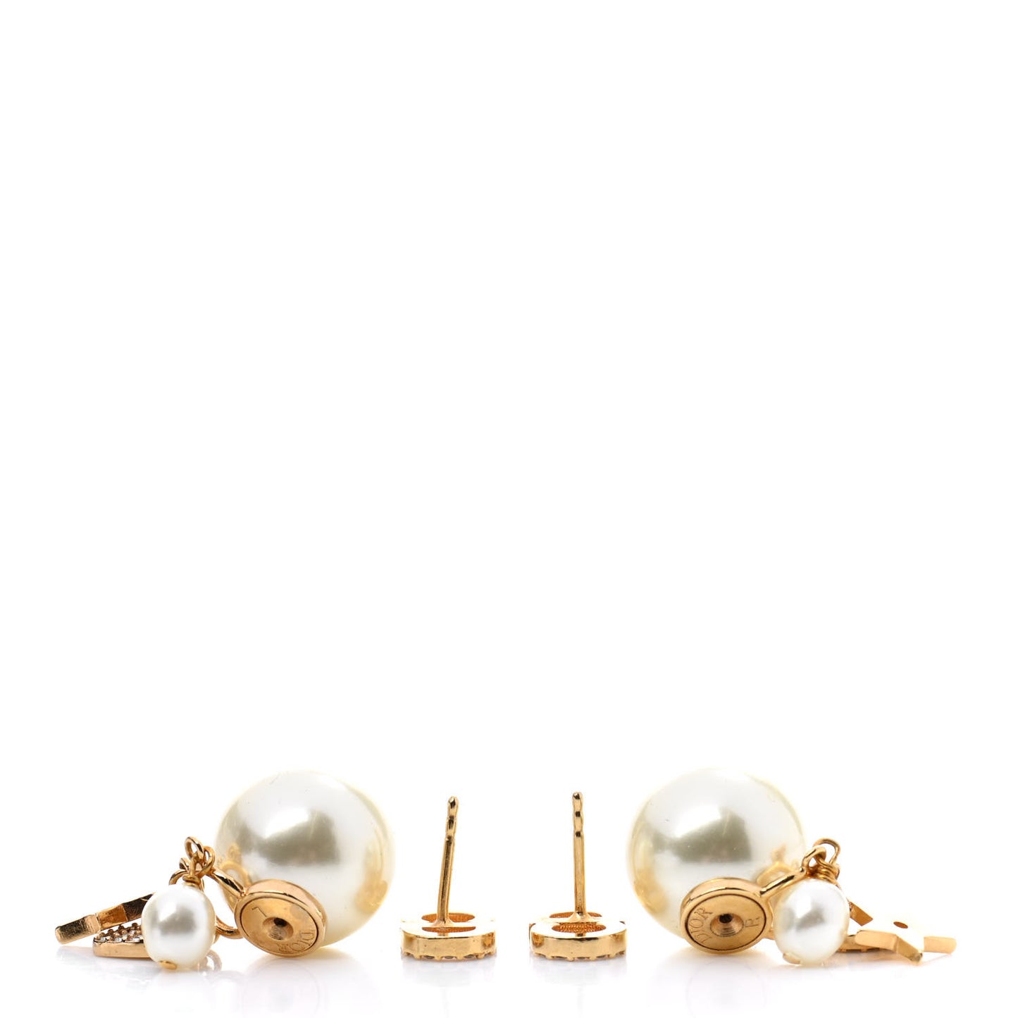 Pearl Crystal Heart Tribal CD Earrings Gold