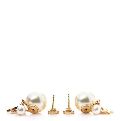 Christian Dior Pearl Crystal Heart Tribal CD Earrings Gold 3 of 4