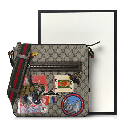 Gucci Soft GG Supreme Monogram Courrier Web Medium Flat Messenger Bag Beige New Acero Multicolor 12 of 12