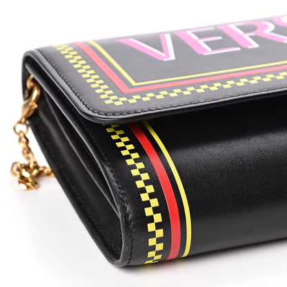 Versace Calfskin 90's Vintage Logo Chain Evening Bag Black 7 of 9