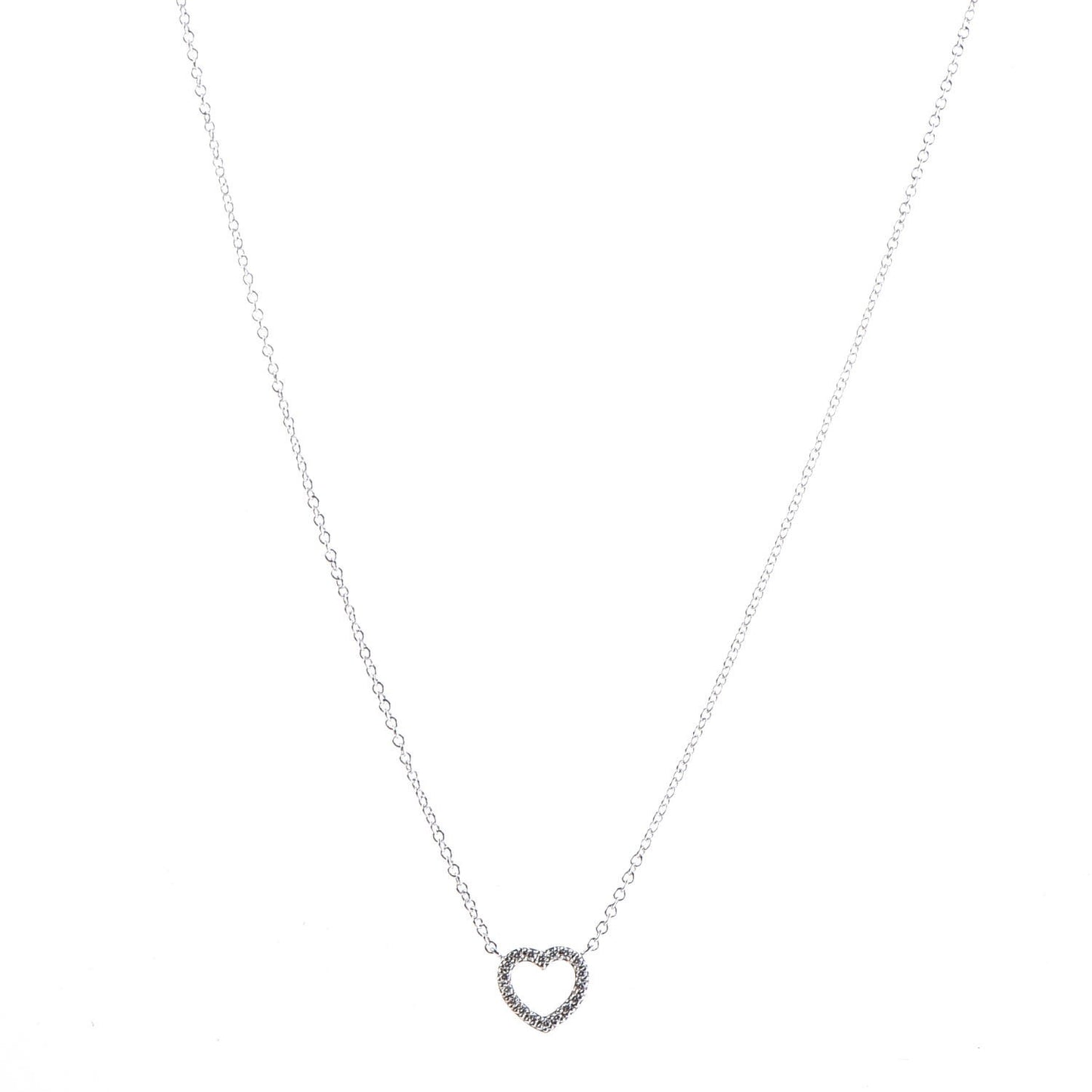 18K White Gold Diamond Metro Heart Pendant Necklace