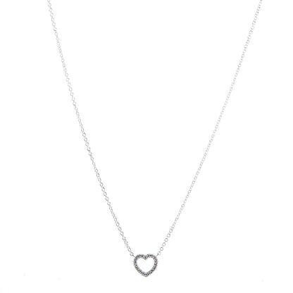 Tiffany 18K White Gold Diamond Metro Heart Pendant Necklace 1 of 8