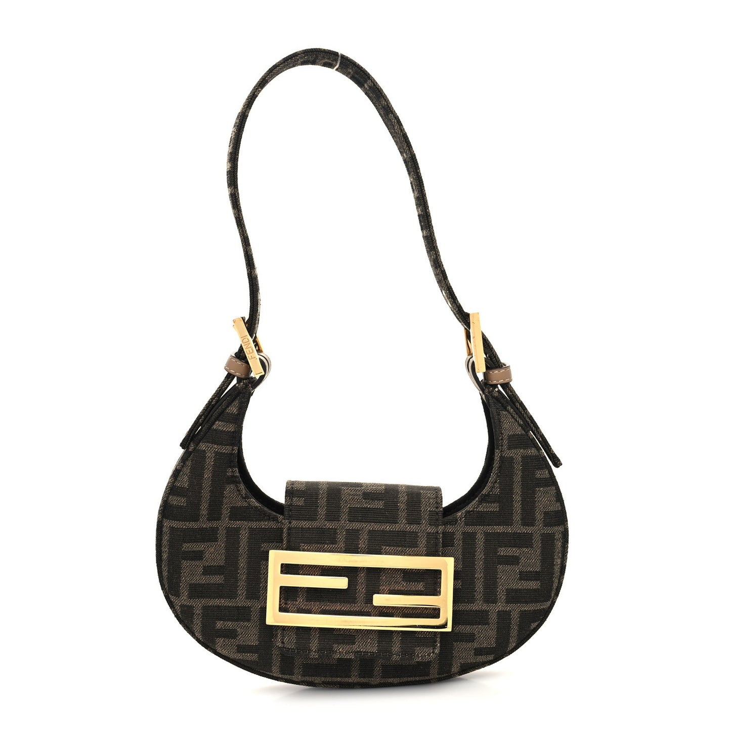 Fabric Jacquard FF 1974 Mini Cookie Hobo Bag Tobacco Moro