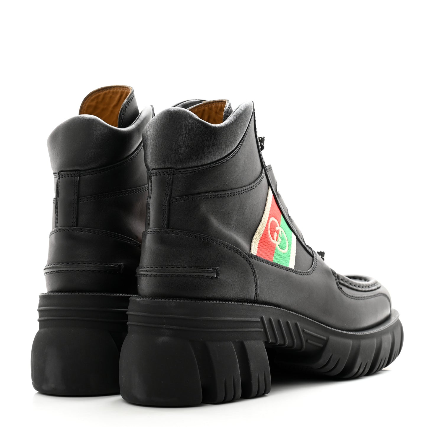 Quebec Calfskin Web Womens Interlocking G Lace Up Combat Boots 35 40 Black Mystic White Green Red