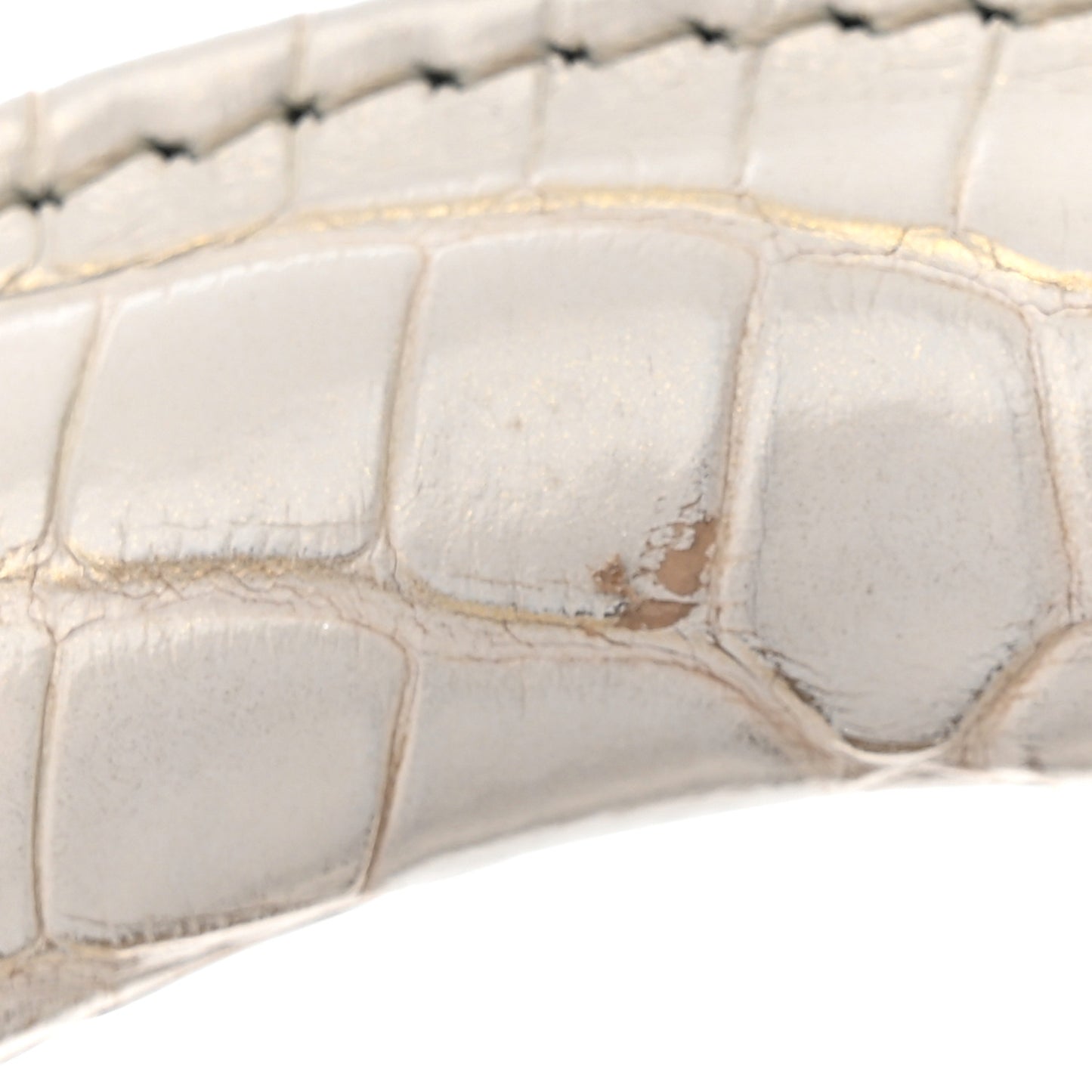 Metallic Alligator Medium Lady Dior White Grey