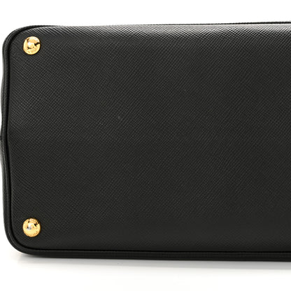 Prada Saffiano Cuir Medium Double Bag Black Fuoco 10 of 13