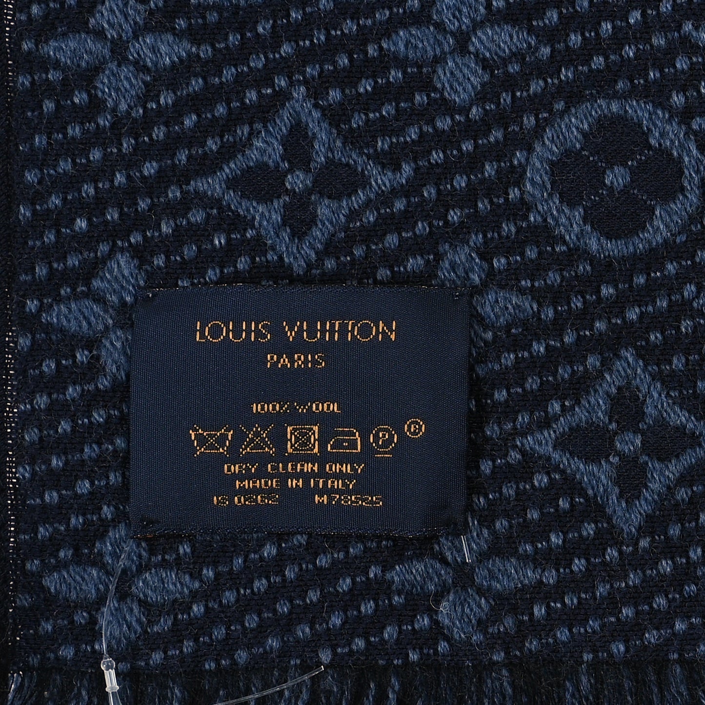 Wool Monogram Classic Scarf Navy Blue