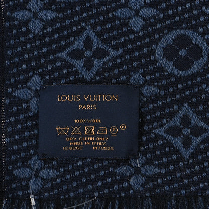 Louis Vuitton Wool Monogram Classic Scarf Navy Blue 3 of 3