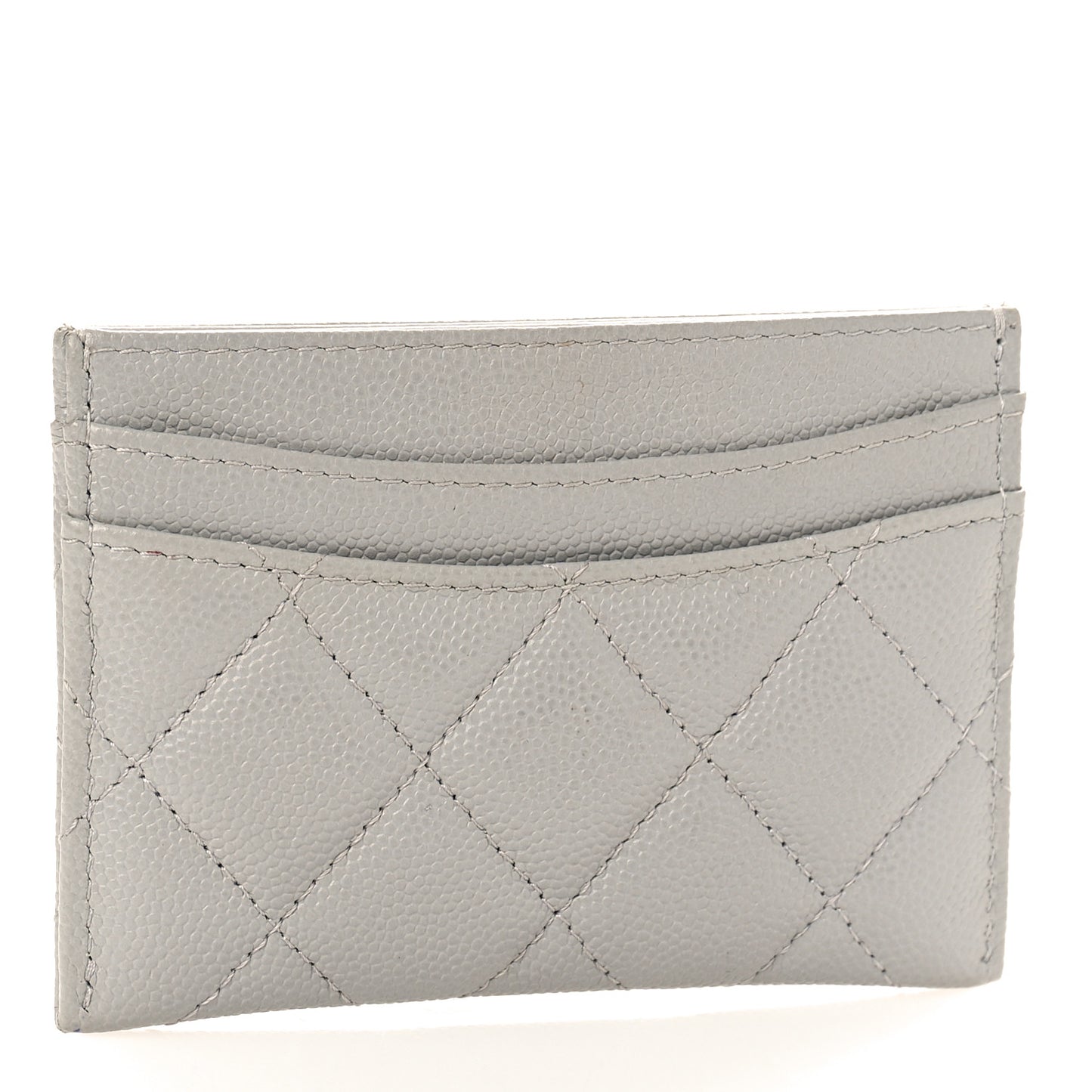 Caviar Quilted Card Holder Grey