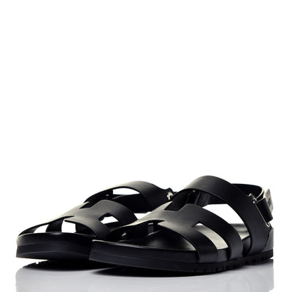 Hermes Calfskin Womens Takara Sandals 38.5 Black 3 of 7