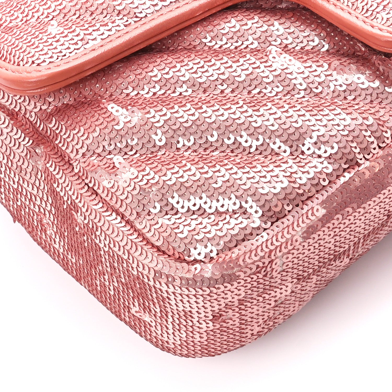 Gucci Sequin Matelasse Diagonal Mini GG Marmont Shoulder Bag Antique Rose Rosa Pale Pink 10 of 11
