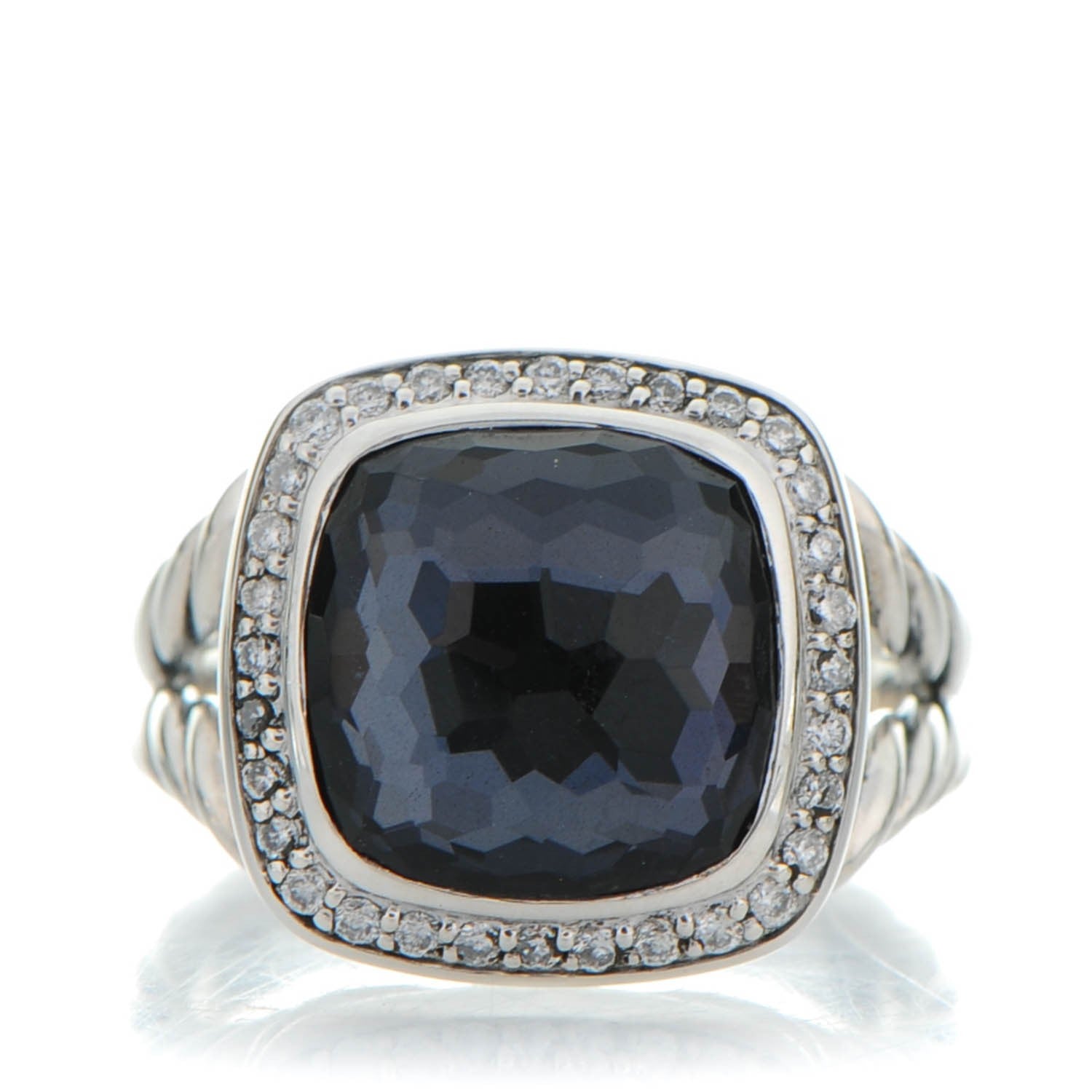 David Yurman Sterling Silver Diamond Black Orchid 11mm Albion Ring 53 6.5 1 of 6