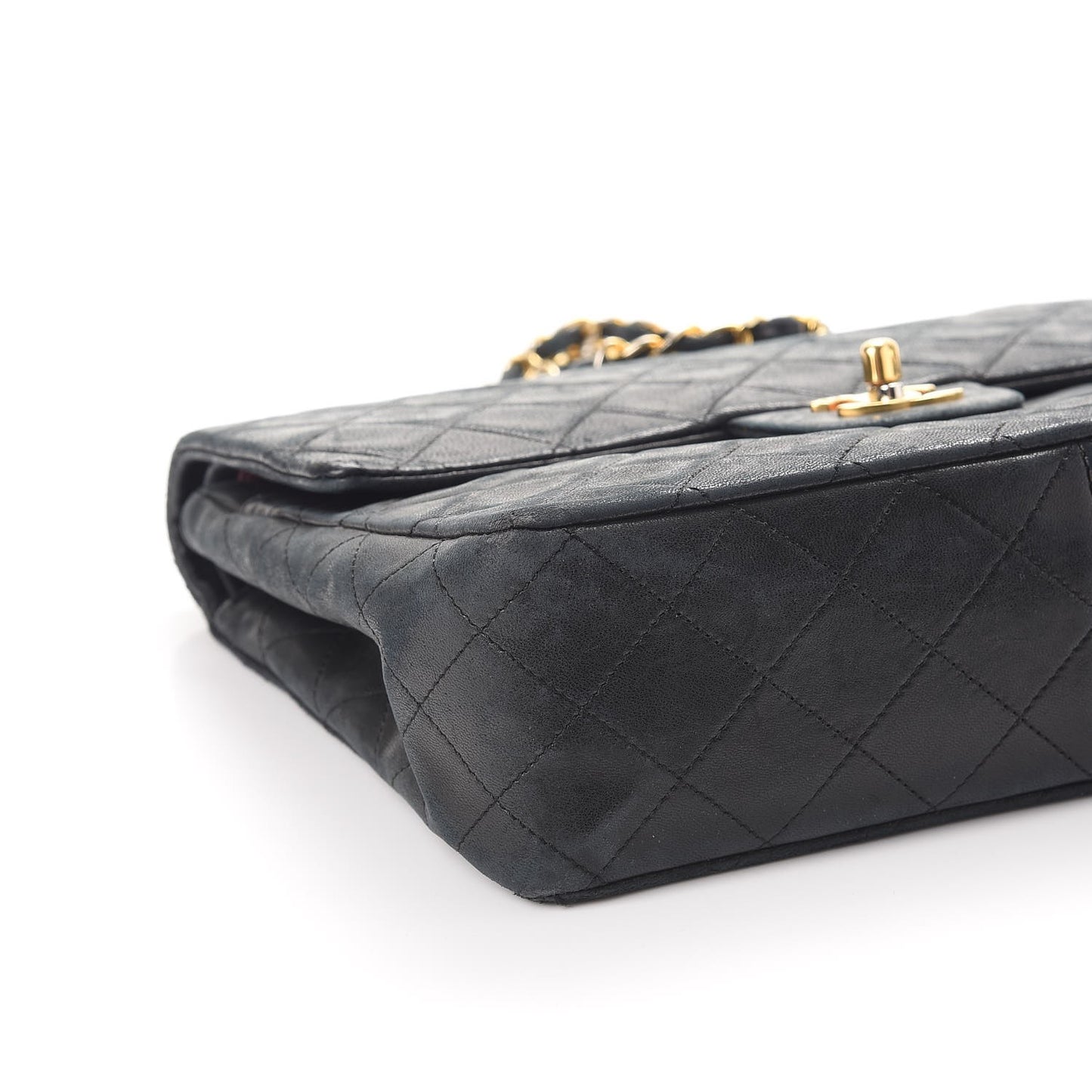 Lambskin Quilted Medium Double Flap Black