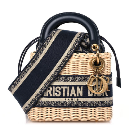 Christian Dior Wicker Oblique Mini Lady Dior Bag Blue 1 of 9