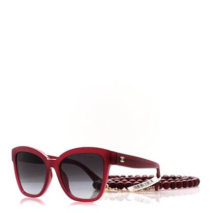 Chanel Acetate Chain Square Sunglasses 5487-A Burgundy 1 of 9