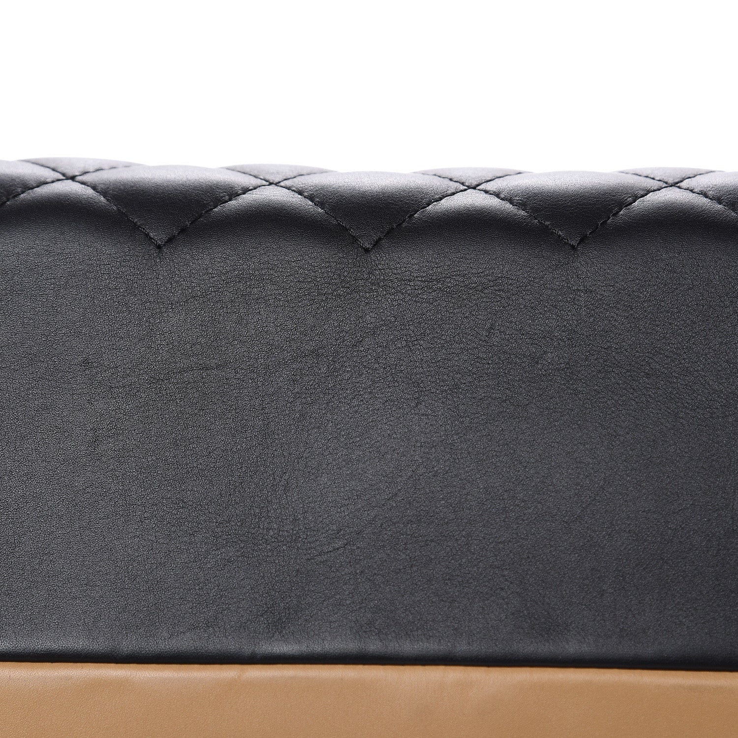 Chanel Calfskin Quilted Feather Weight Bowling Bag Black Beige 10 of 13
