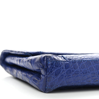 Nancy Gonzalez Crocodile Foldover Clutch Cobalt 8 of 10