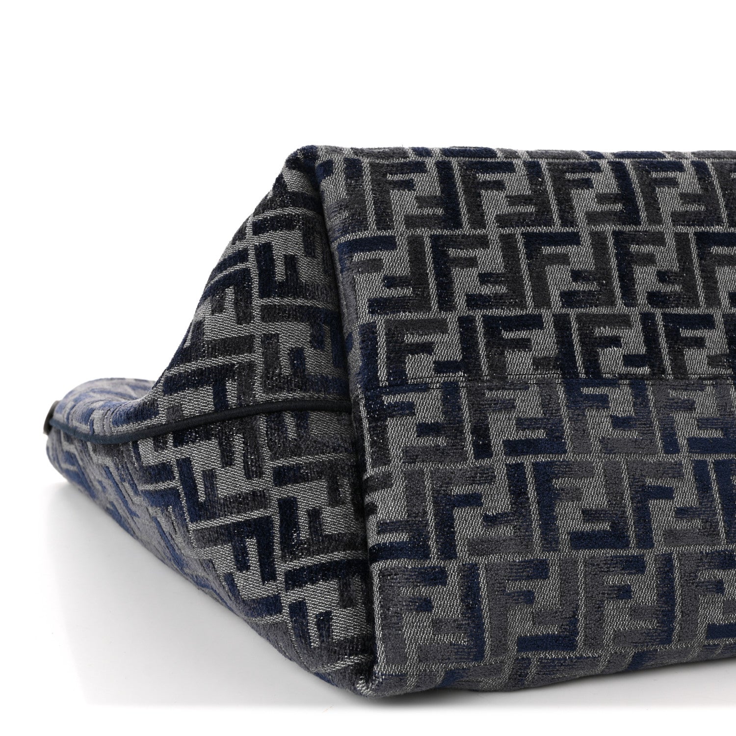 Fendi Chenille Vitello Santa Barbara FF Large Roll Reversible Shopping Tote Grigio Notte Flamingo 8 of 9