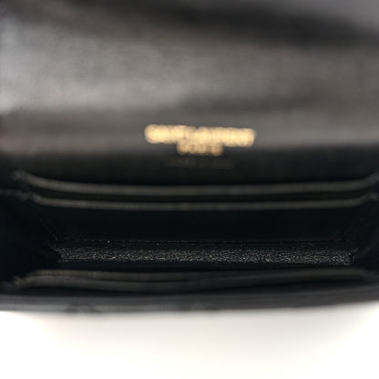 Saint Laurent Lambskin Quilted Monogram Gaby Small Envelope Wallet Black 5 of 8
