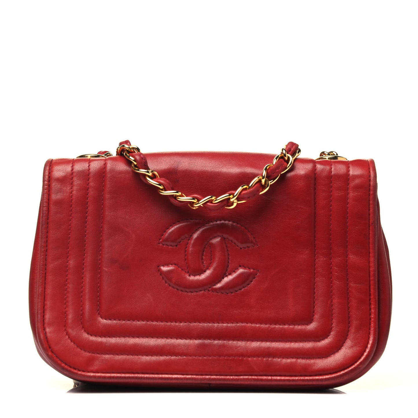 Lambskin Mini CC Timeless Flap Red