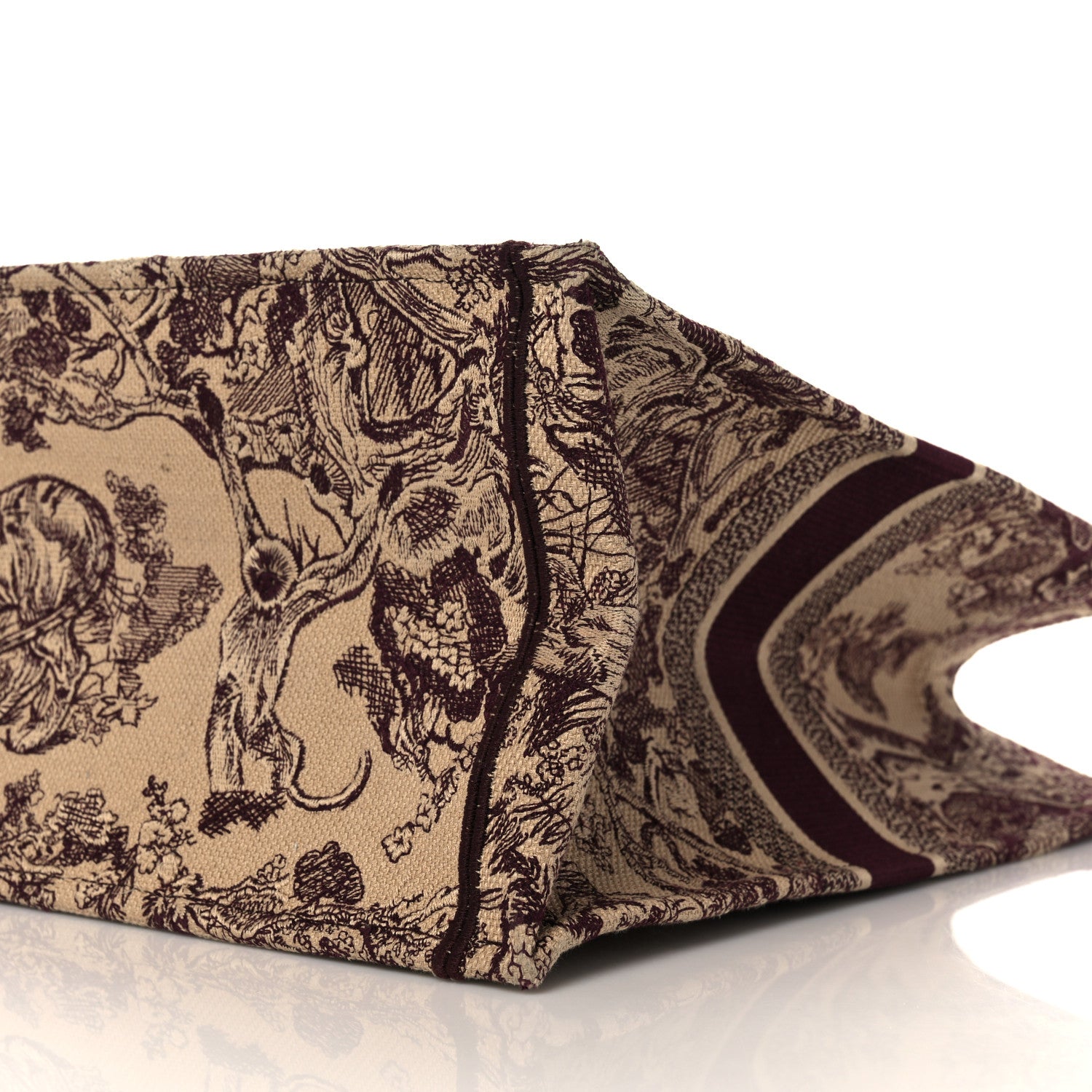 Christian Dior Canvas Embroidered Large Dioriviera Toile De Jouy Book Tote Burgundy 7 of 11