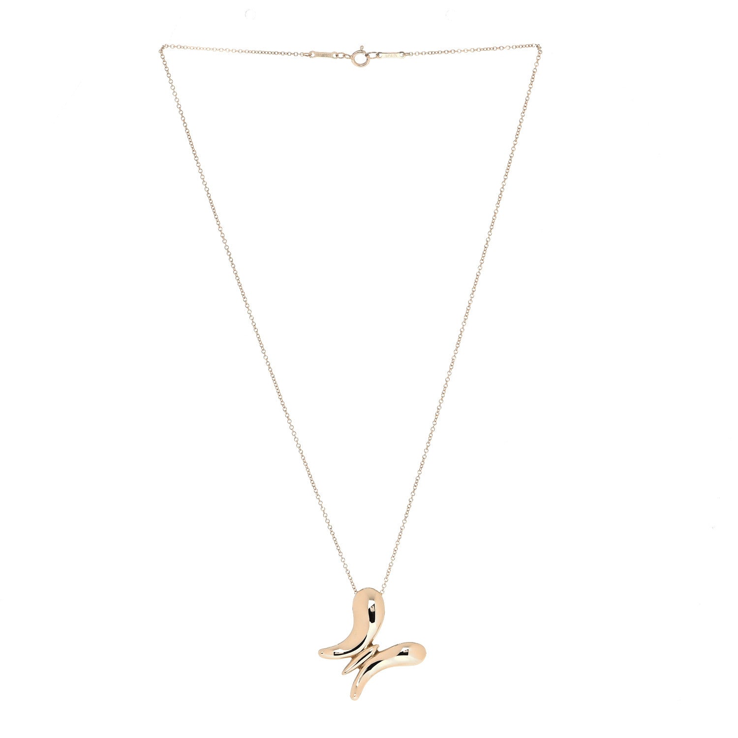Tiffany 18K Yellow Gold Elsa Peretti Butterfly Pendant Necklace 6 of 18