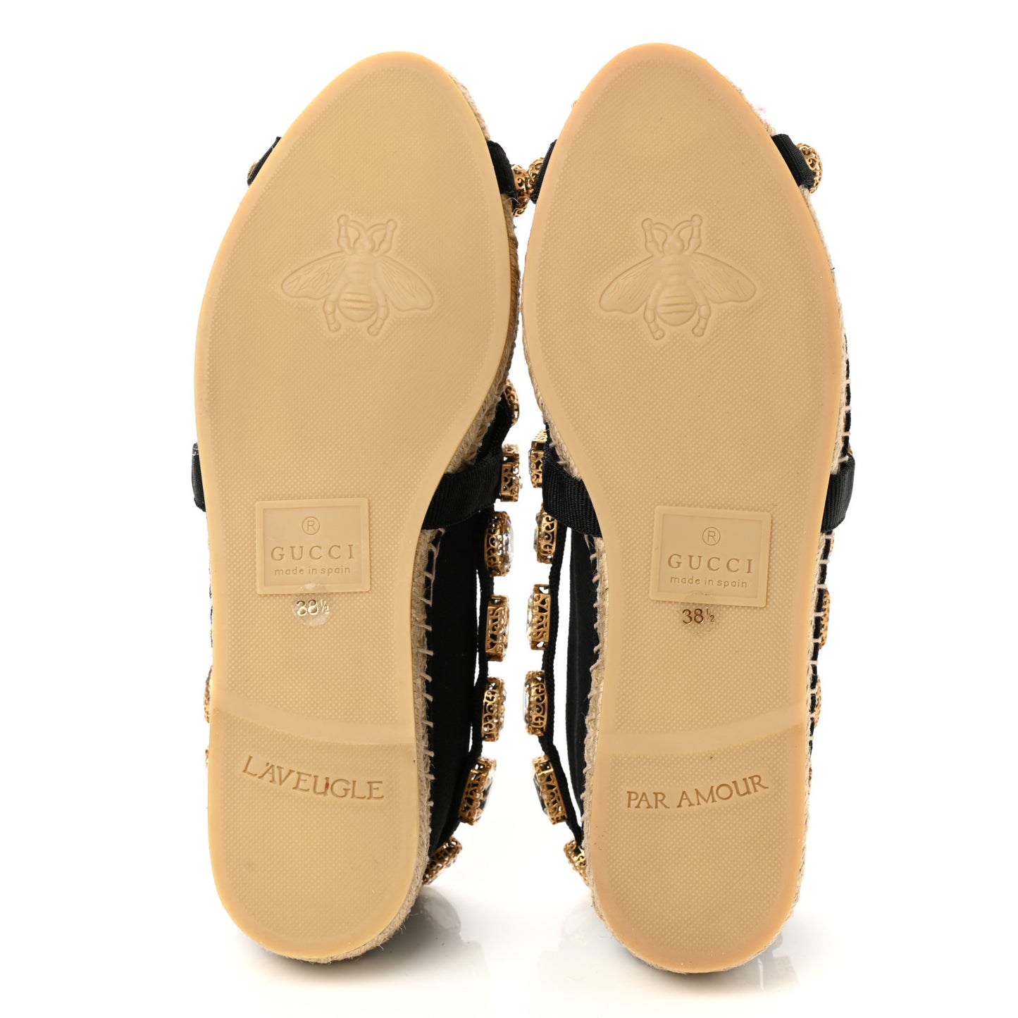 Canvas Crystal Embellished Espadrilles 38.5 Black
