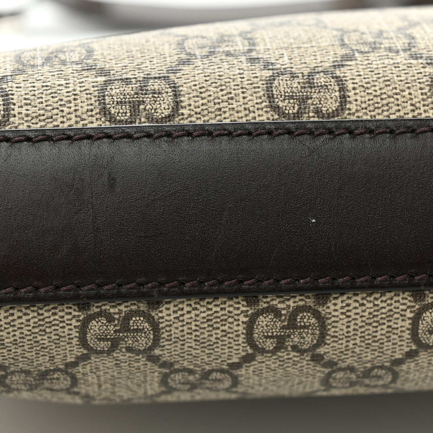 Gucci GG Supreme Monogram Medium Flat Messenger Bag Beige Brown 12 of 14