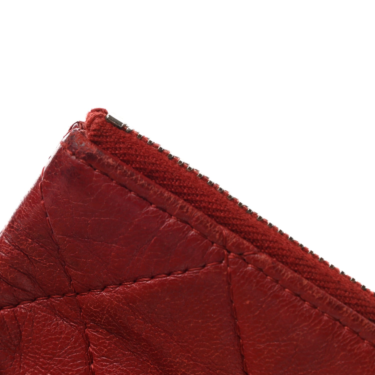 Chanel Lambskin Quilted Large Cosmetic Case Red 10 of 12