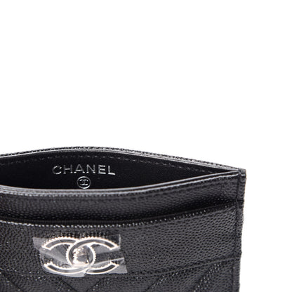 Chanel Caviar Chevron Quilted Vintage Mademoiselle Card Holder Black 6 of 10