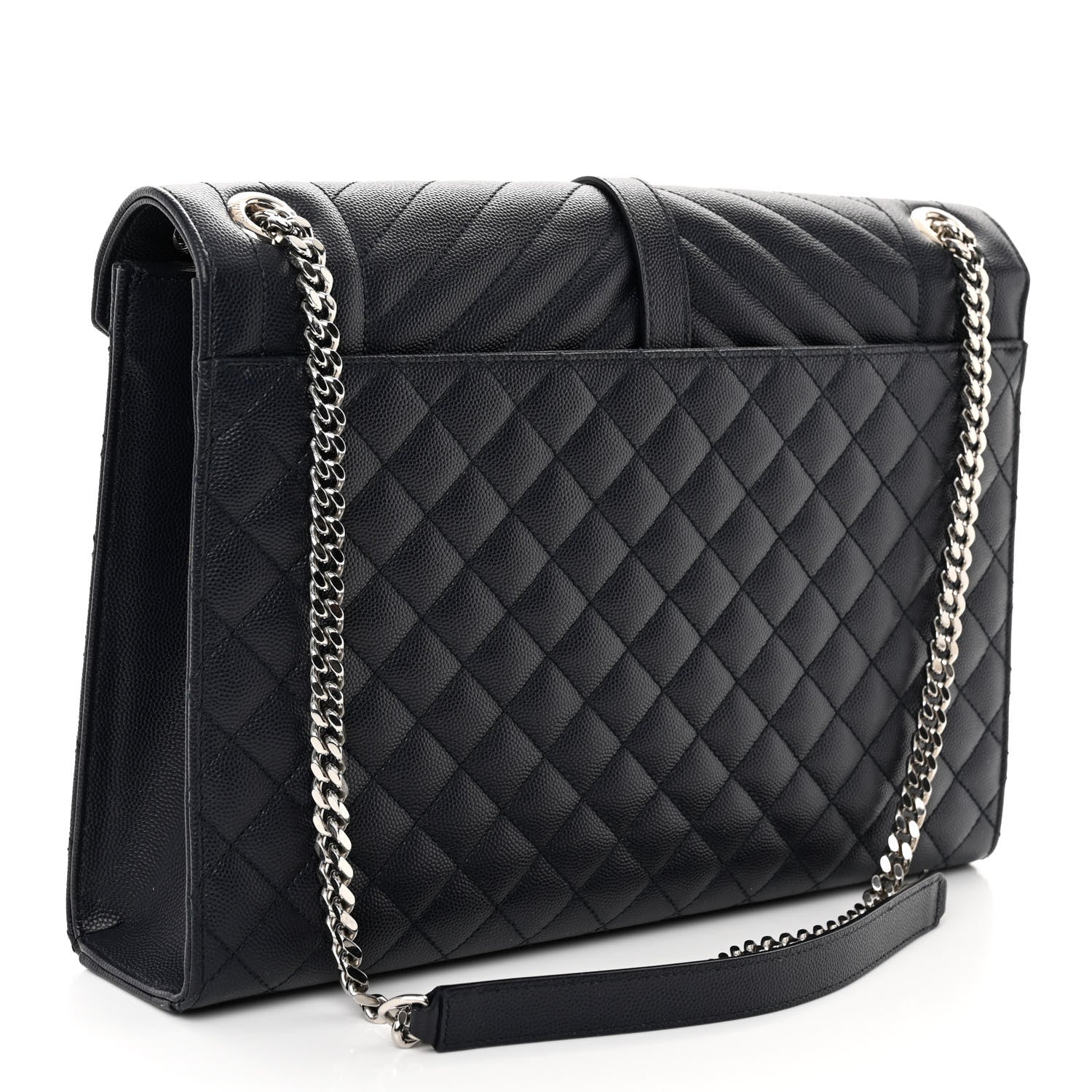 Saint Laurent Grain De Poudre Textured Mixed Matelasse Large Triquilt Monogram Satchel Deep Marine 3 of 10