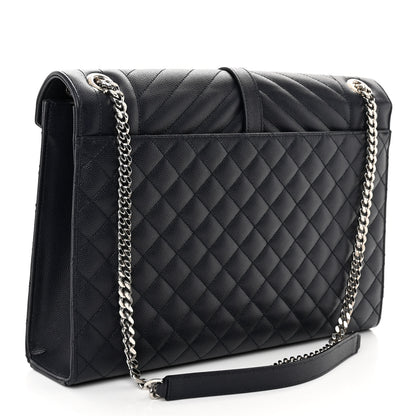 Saint Laurent Grain De Poudre Textured Mixed Matelasse Large Triquilt Monogram Satchel Deep Marine 3 of 10