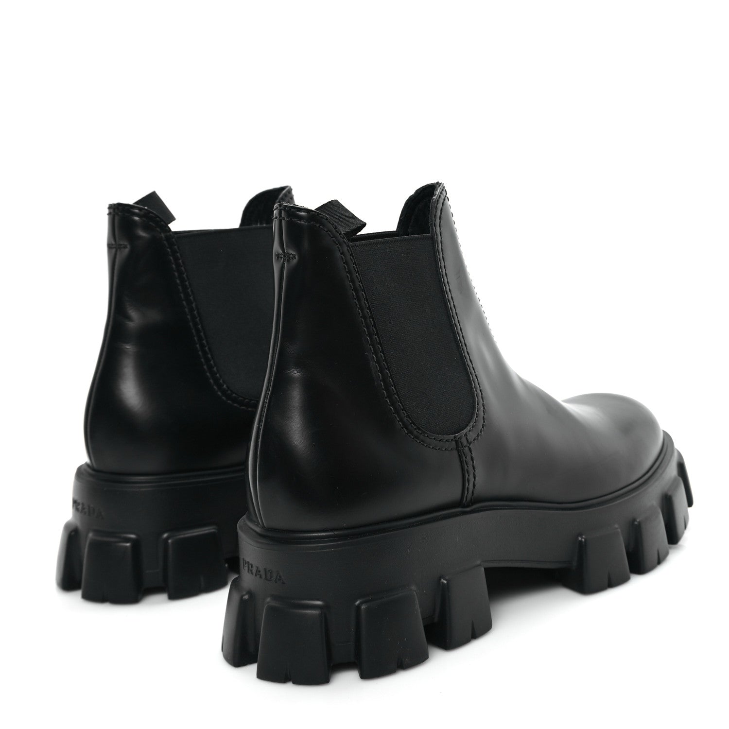 Prada Spazzolato Rois Mens Monolith Chelsea 55mm Ankle Boots 10.5 Black 5 of 9