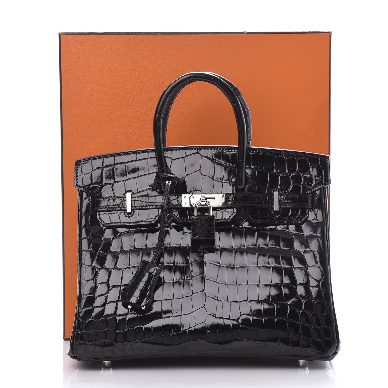 Hermes Shiny Niloticus Crocodile Birkin 25 Black 37 of 37