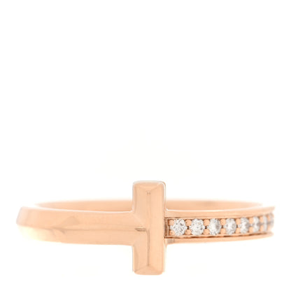 Tiffany 18K Rose Gold Diamond 2.5mm T T1 Ring 54 7 1 of 5