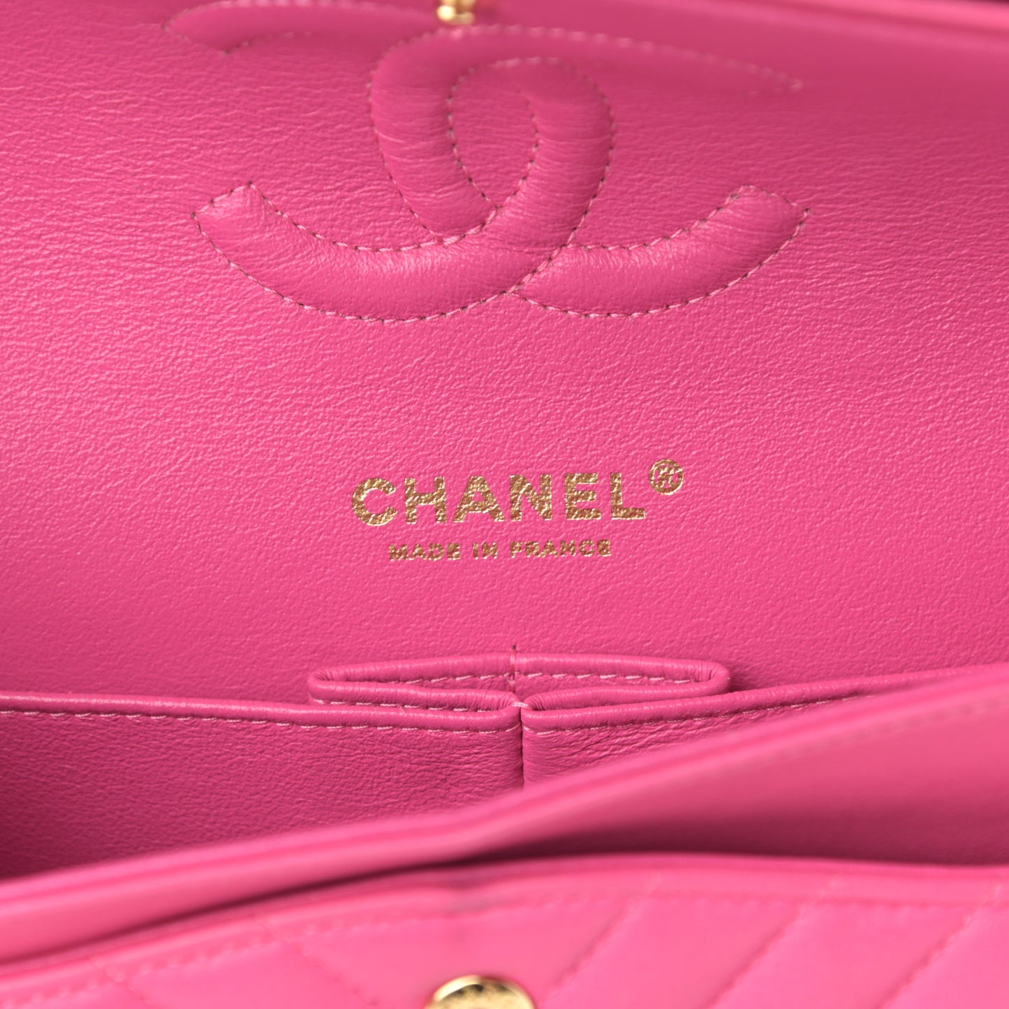 Lambskin Chevron Quilted Medium Double Flap Pink