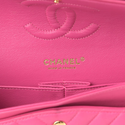 Chanel Lambskin Chevron Quilted Medium Double Flap Pink 6 of 24