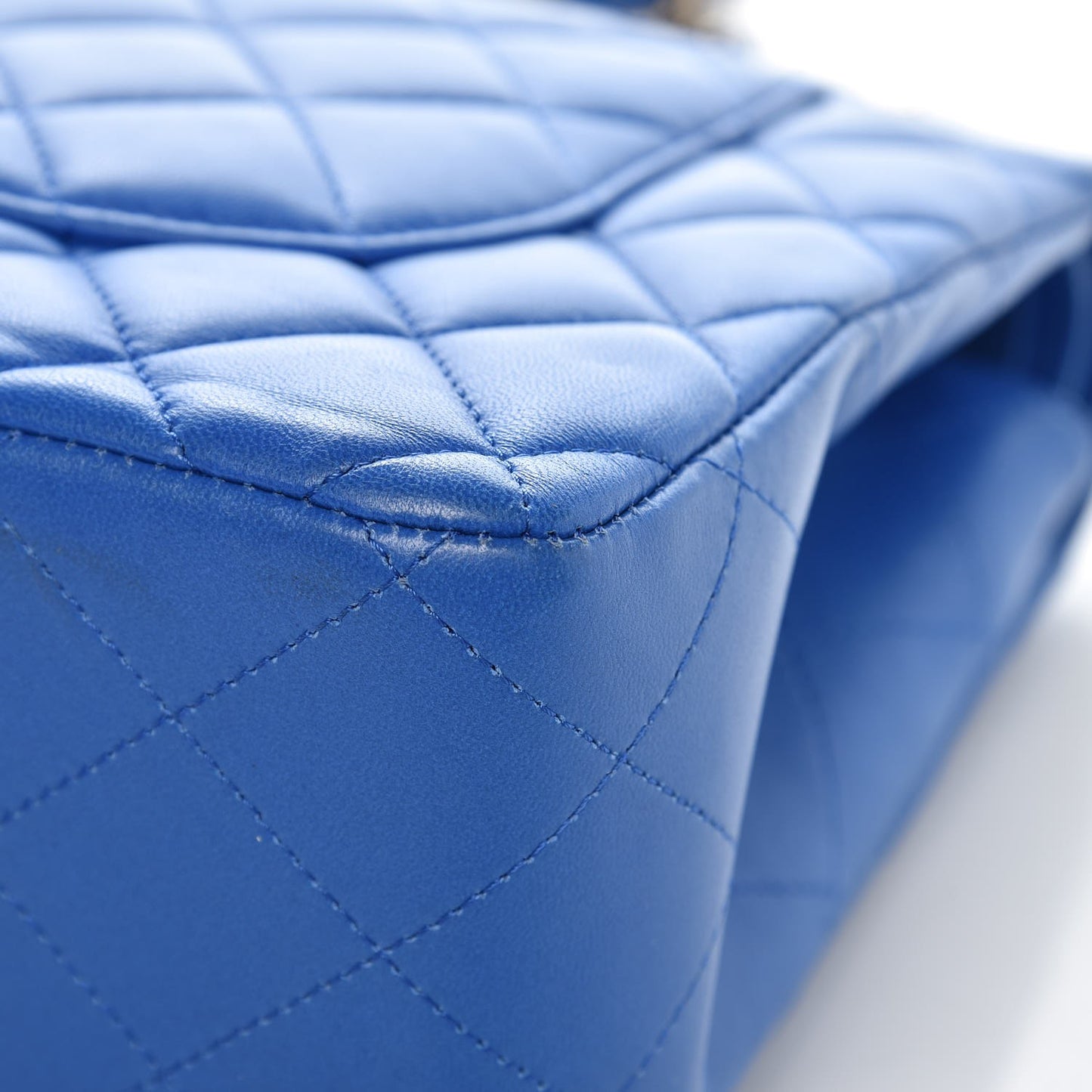 Lambskin Quilted Jumbo Double Flap Blue