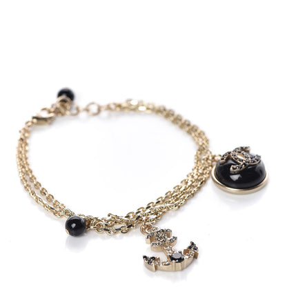 Chanel Resin Bead Charms Bracelet Black Gold 1 of 5