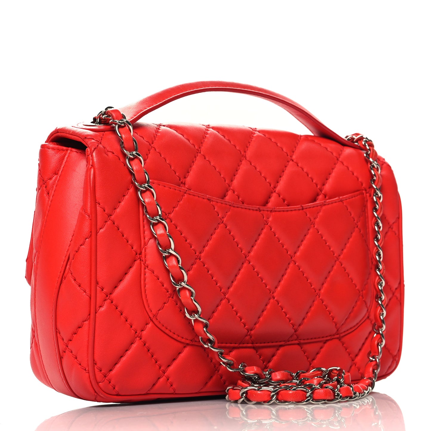 Lambskin Quilted Medium Easy Carry Flap Red