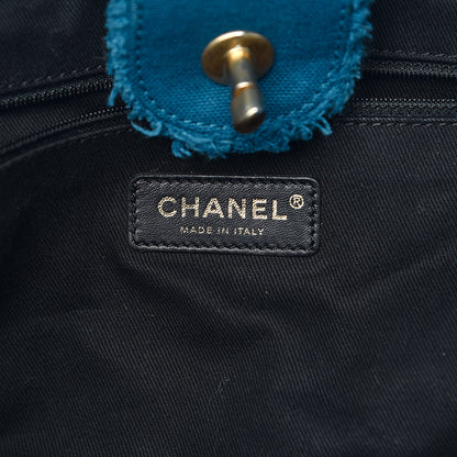 Chanel Canvas Chevron Cuba Patchwork Shopper Tote Blue 6 of 12