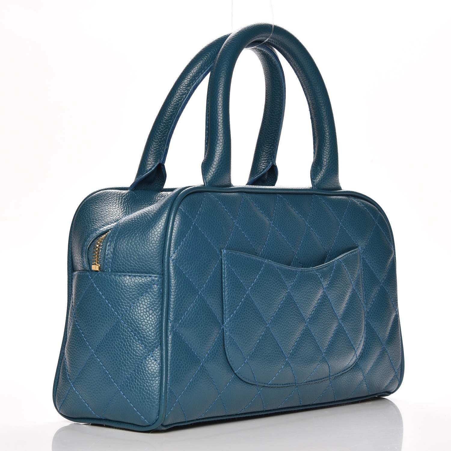 Chanel Caviar Quilted Small Bowler Blue 3 of 8