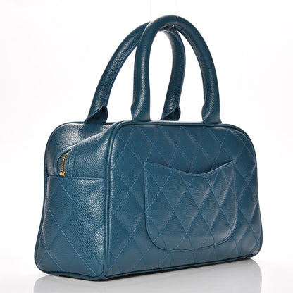Chanel Caviar Quilted Small Bowler Blue 3 of 8