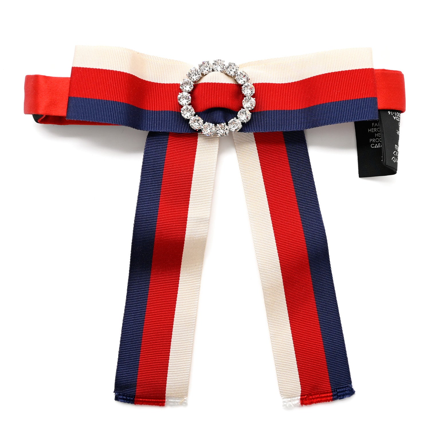 Gucci Grosgrain Web Crystal Neck Bow White Blue Red 1 of 5