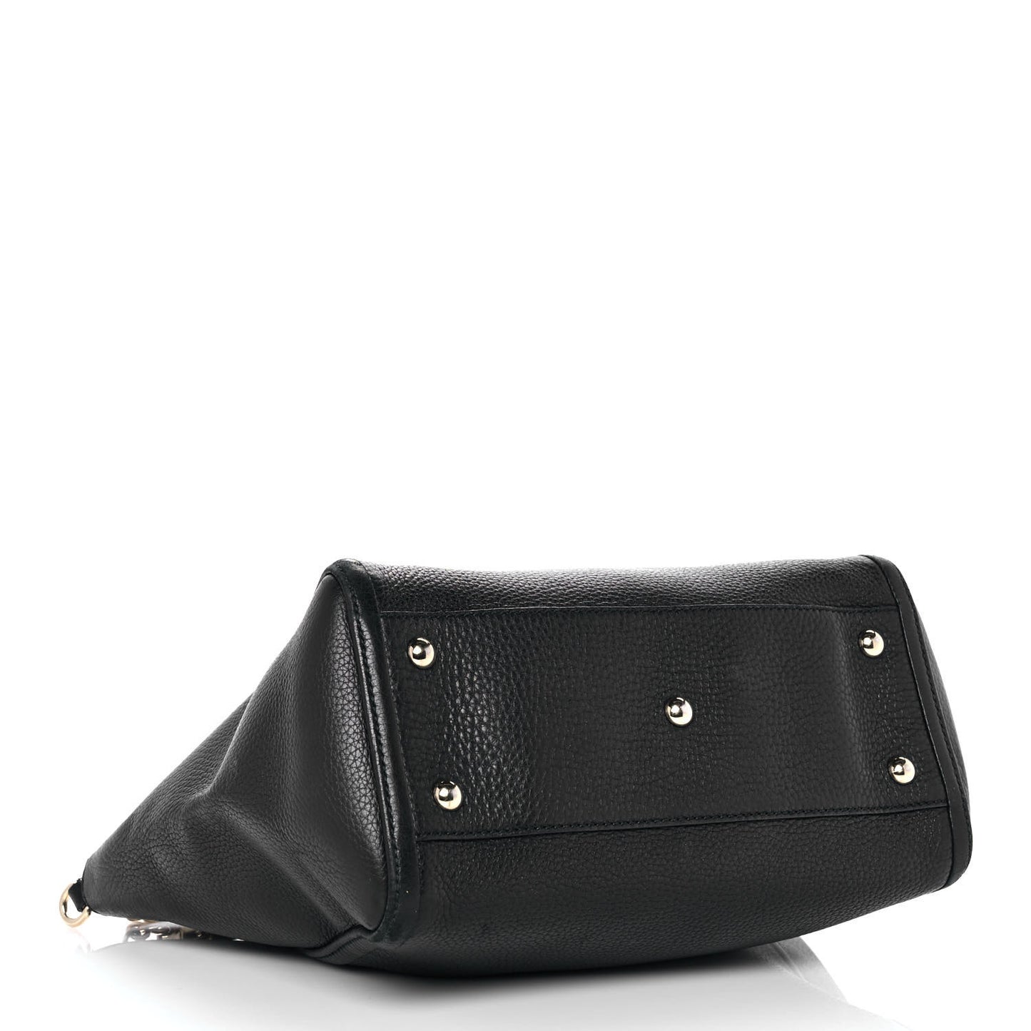 Pebbled Calfskin Small Soho Top Handle Bag Black