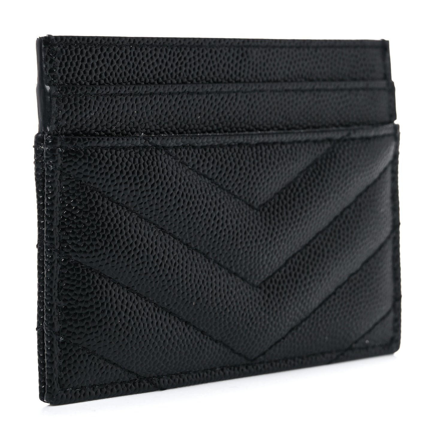 Grain De Poudre Matelasse Chevron Monogram Credit Card Case Black