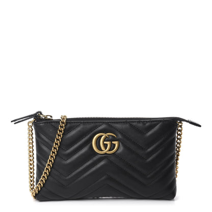 Gucci Calfskin Matelasse Mini GG Marmont Chain Bag Black 1 of 11
